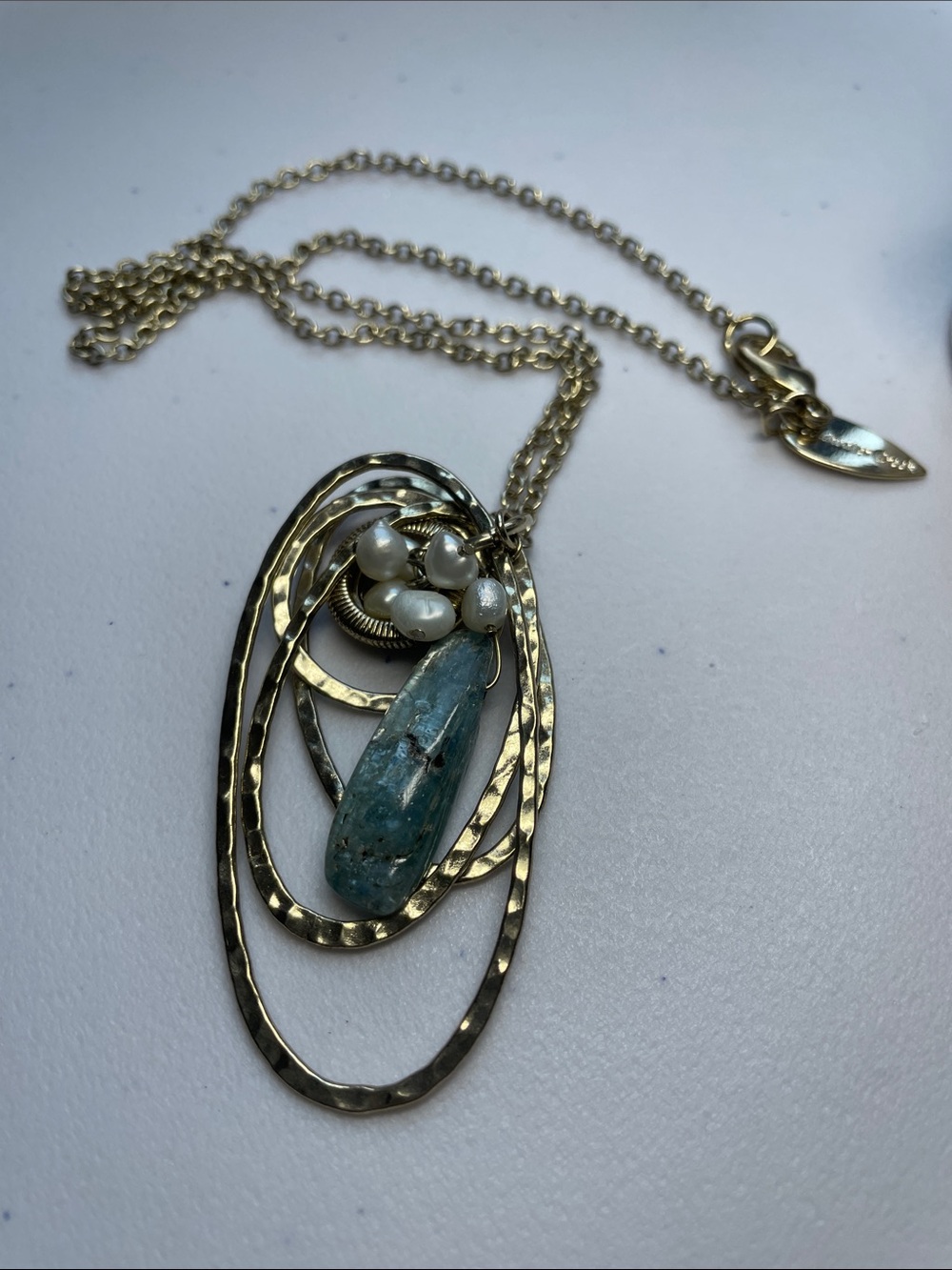 Blue Kyanite, freshwater pearls necklace from Coldwater Creek.